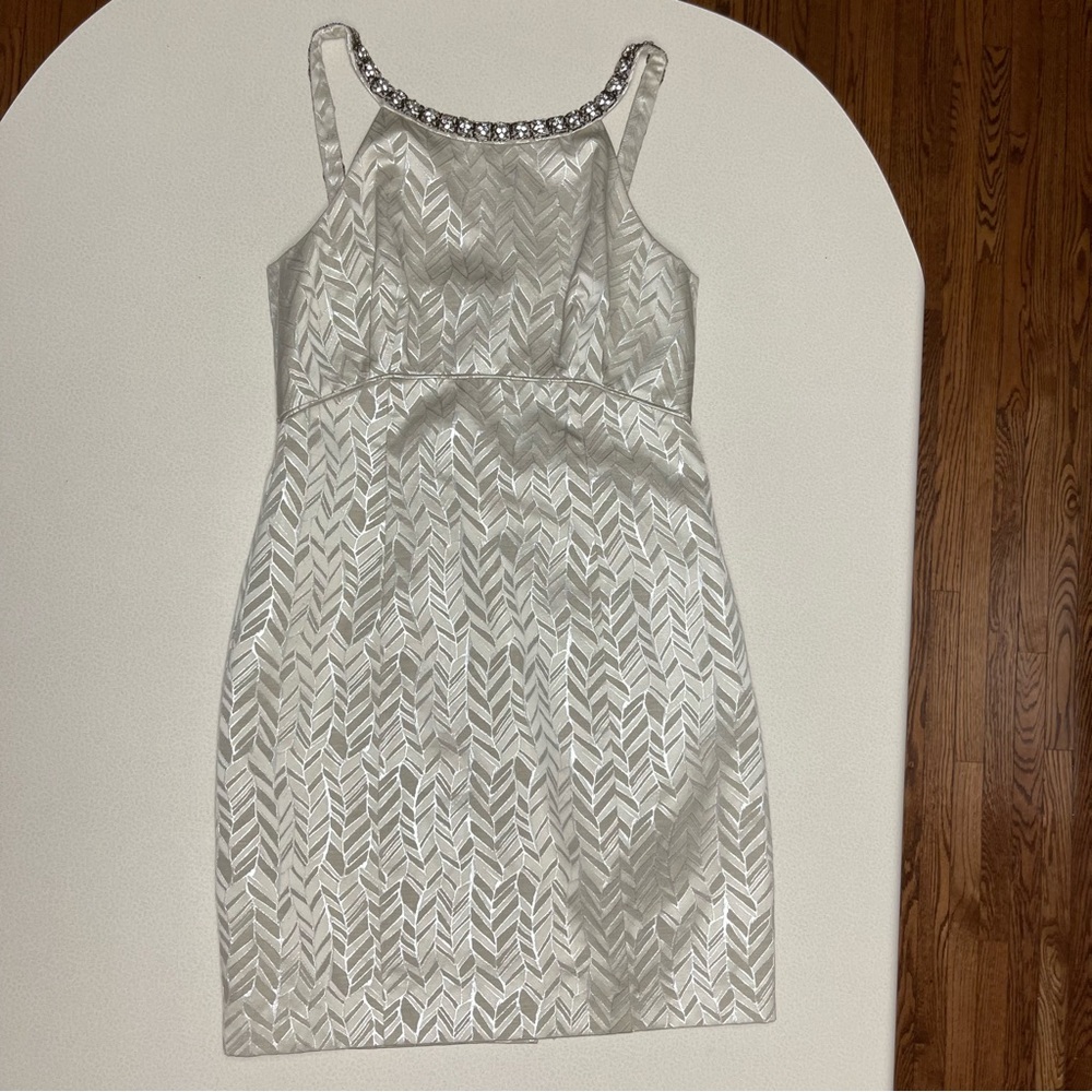 Trina Turk Light Gold Halter Cocktail Sequin Dress-Size 10